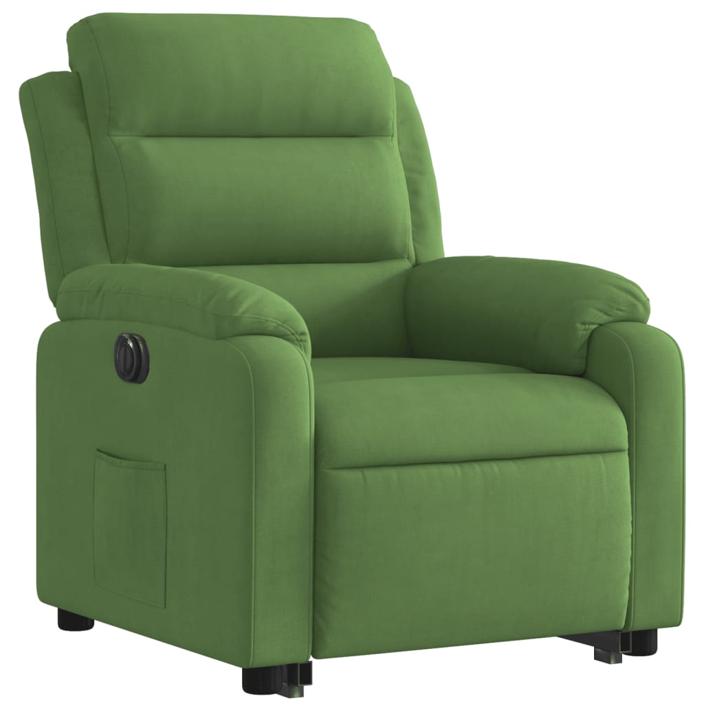 lænestol med løftefunktion velour lysegrøn