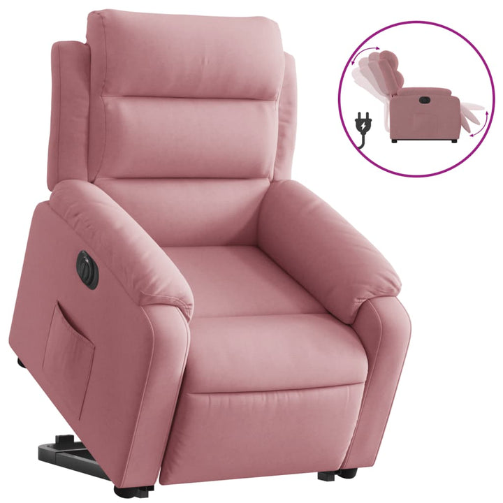løftestol velour lyserød