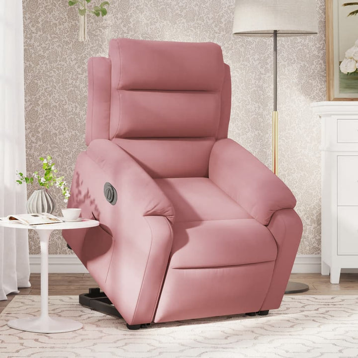 løftestol velour lyserød