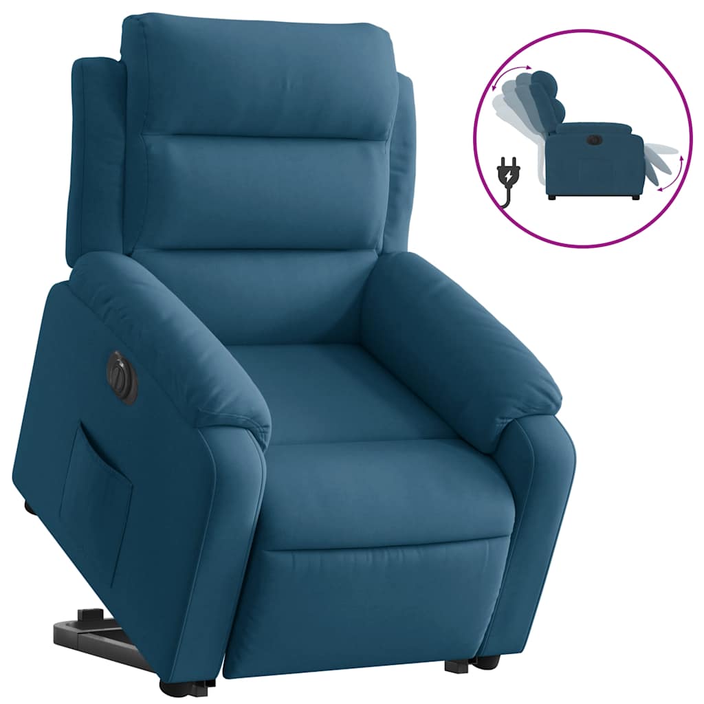 løftestol velour blå