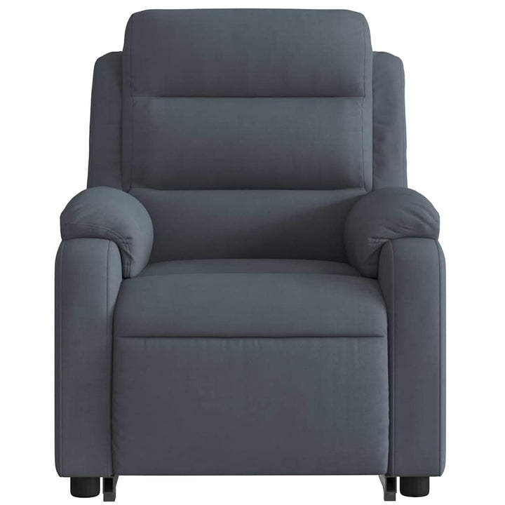 massagestol med løftefunktion velour mørkegrå