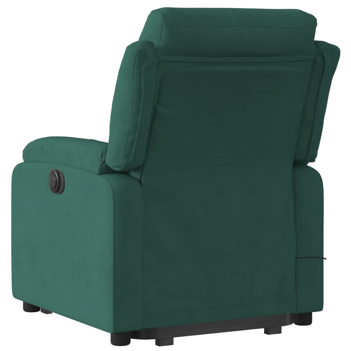 massagestol med løftefunktion velour mørkegrøn