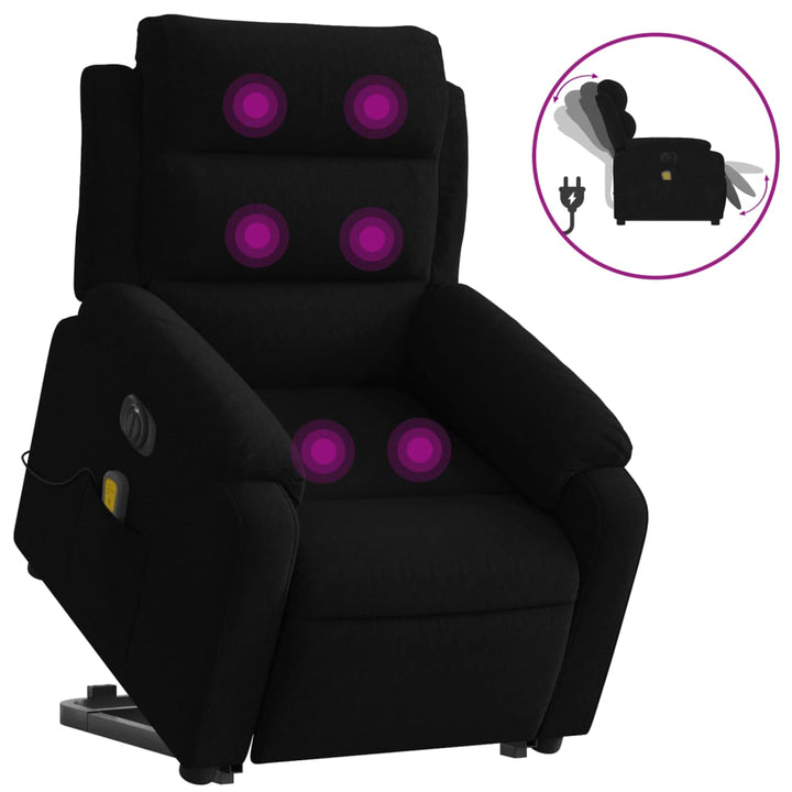 massagestol med løftefunktion velour sort