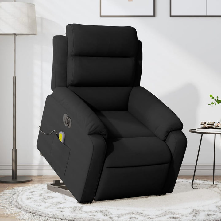 massagestol med løftefunktion velour sort
