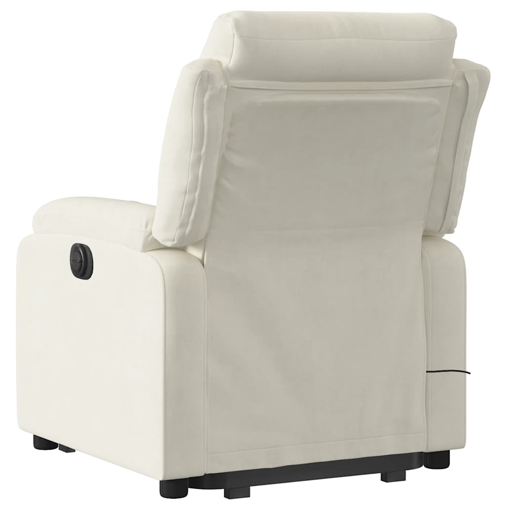 massagestol med løftefunktion velour cremefarvet