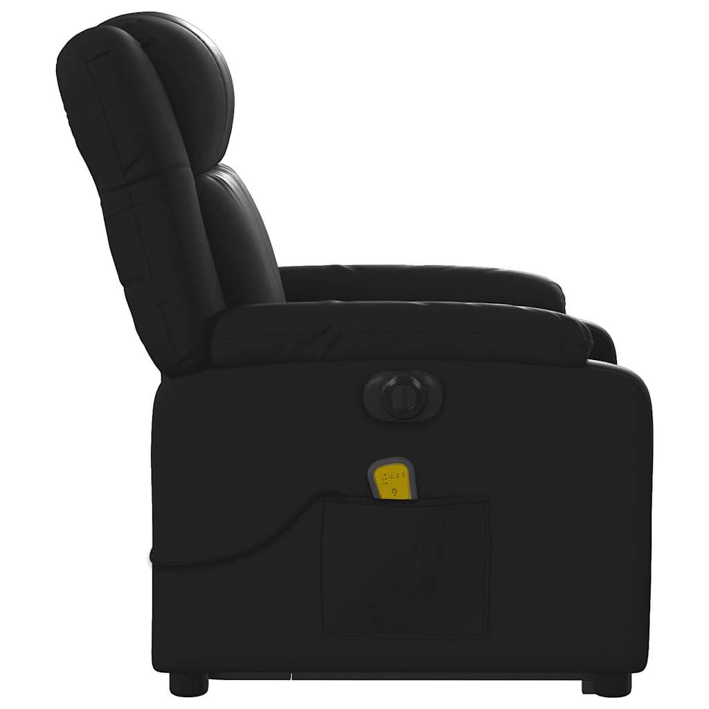 massagestol med løftefunktion kunstlæder sort