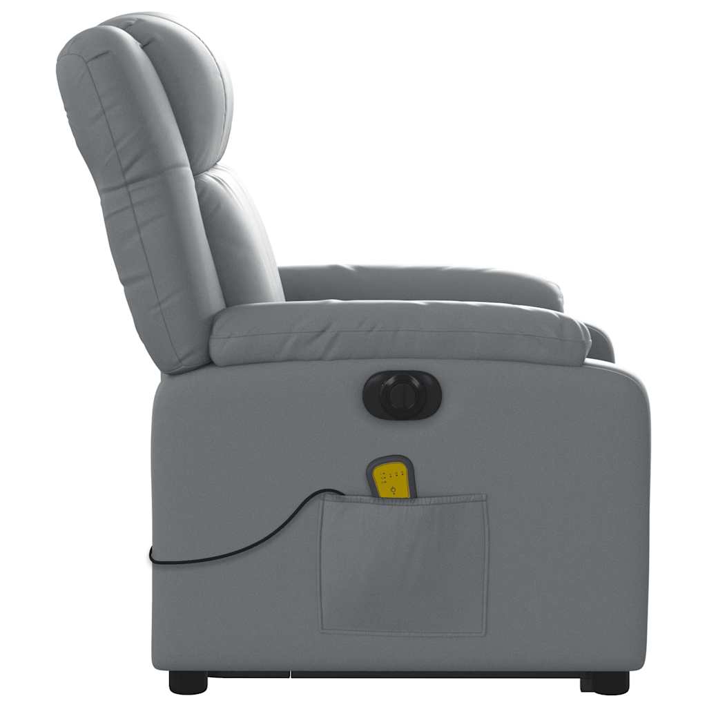 massagestol med løftefunktion kunstlæder grå