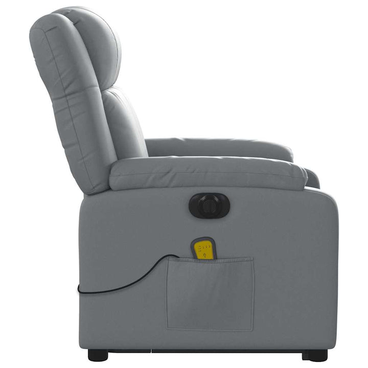 massagestol med løftefunktion kunstlæder grå