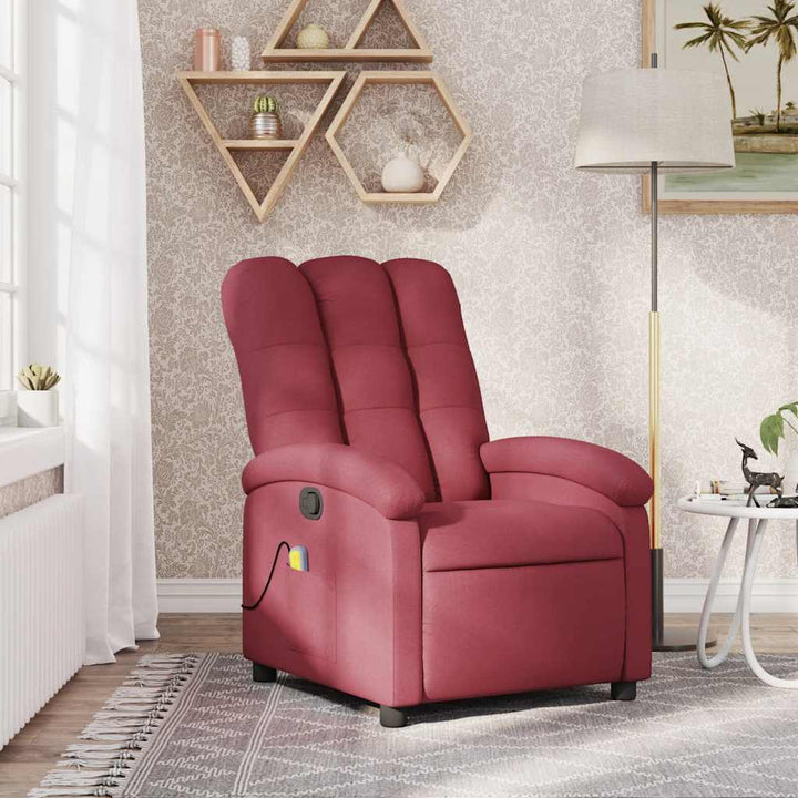 massagelænestol vinrød stof