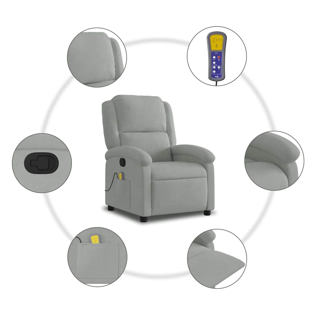 Massagestol Lysegrå Velour