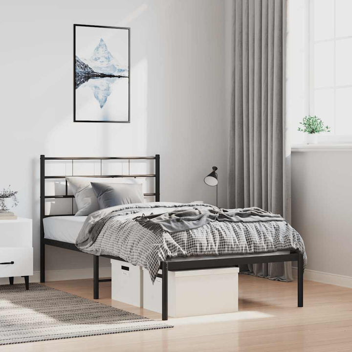 sengeramme med sengegavl 100x190 cm metal sort