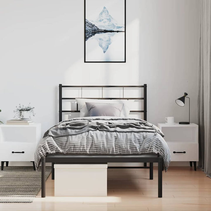 sengeramme med sengegavl 100x200 cm metal sort