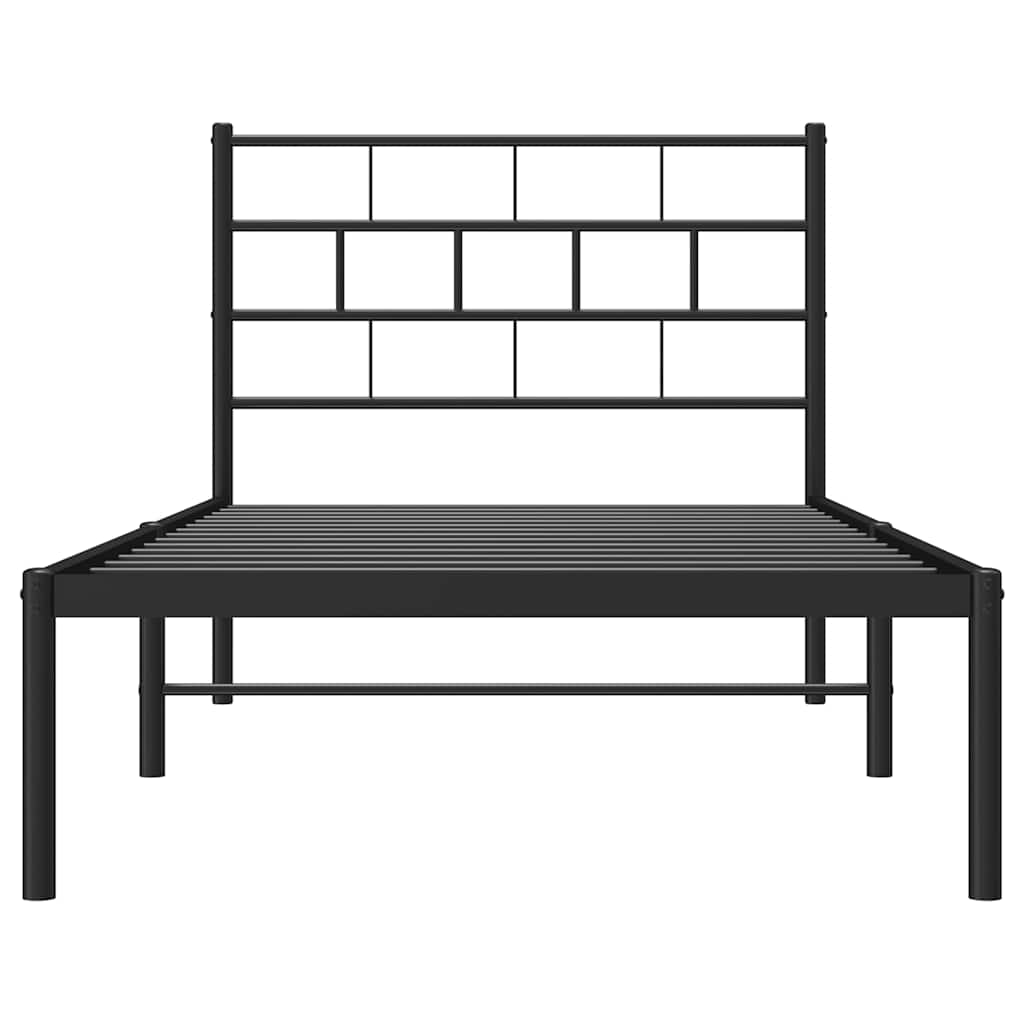 sengeramme med sengegavl 100x200 cm metal sort