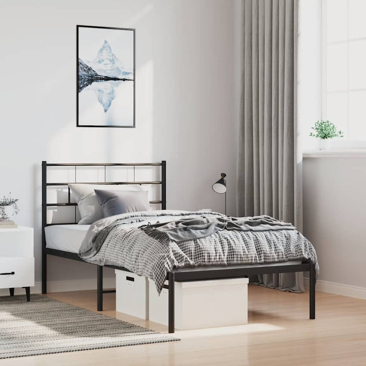 sengeramme med sengegavl 100x200 cm metal sort