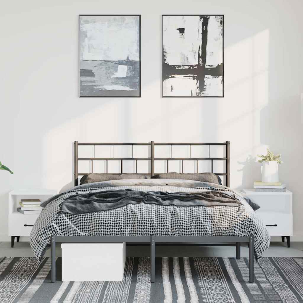 sengeramme med sengegavl 150x200 cm metal sort
