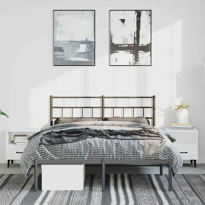 sengeramme med sengegavl 150x200 cm metal sort