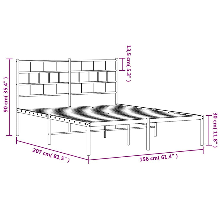 sengeramme med sengegavl 150x200 cm metal sort