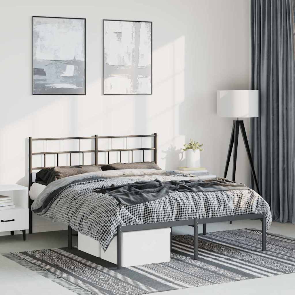 sengeramme med sengegavl 150x200 cm metal sort