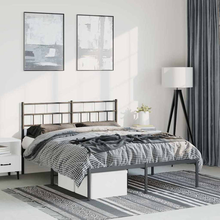 sengeramme med sengegavl 150x200 cm metal sort