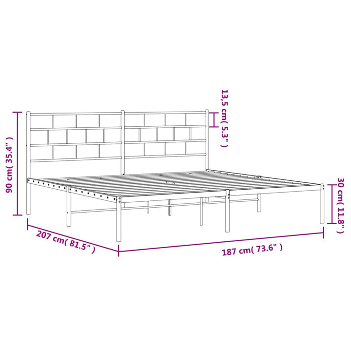 sengeramme med sengegavl 180x200 cm metal sort