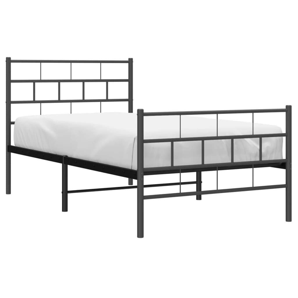 sengeramme med sengegavl og fodgærde 90x190 cm metal sort