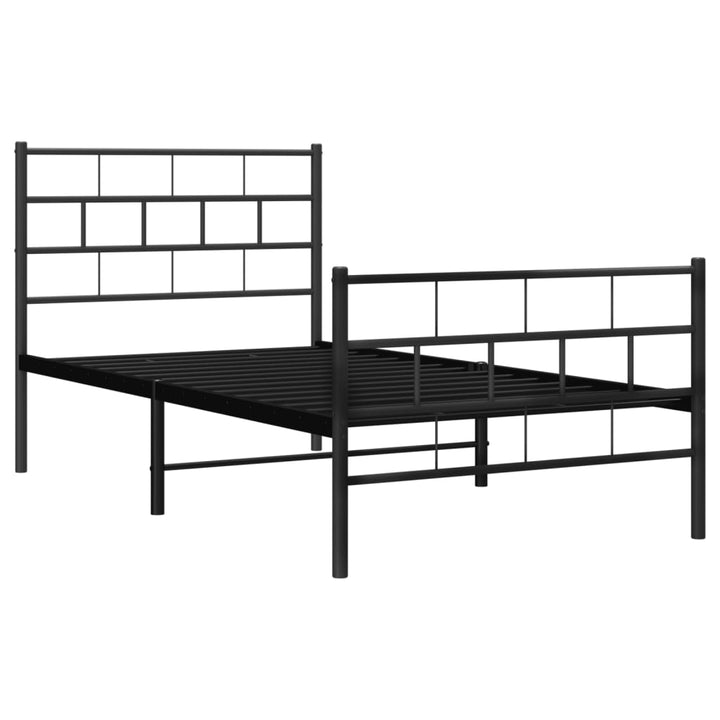 sengeramme med sengegavl og fodgærde 90x190 cm metal sort