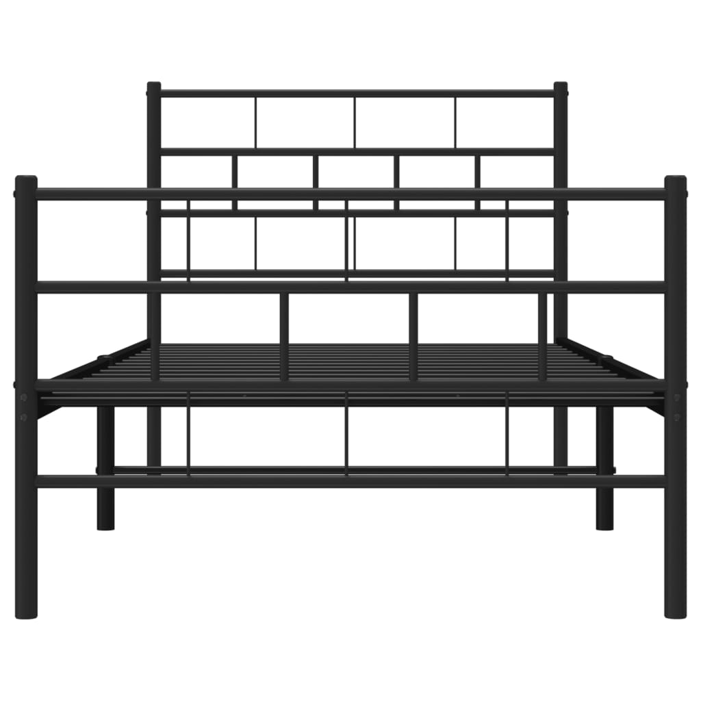 sengeramme med sengegavl og fodgærde 90x190 cm metal sort