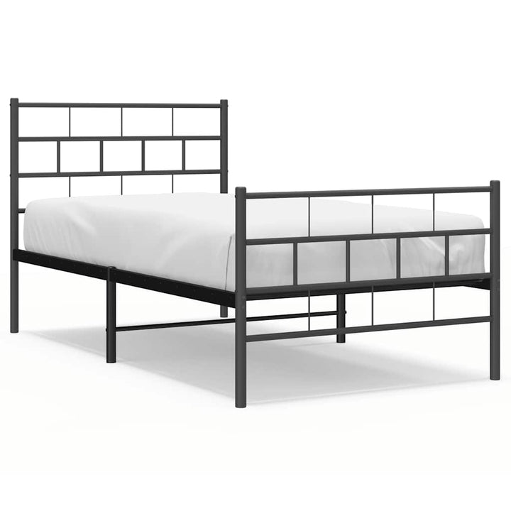 sengeramme med sengegavl og fodgærde 100x190 cm metal sort