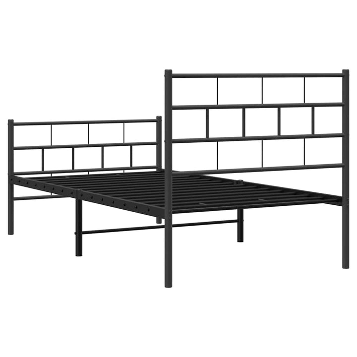 sengeramme med sengegavl og fodgærde 100x190 cm metal sort