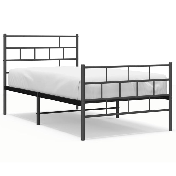 sengeramme med sengegavl og fodgærde 107x203 cm metal sort