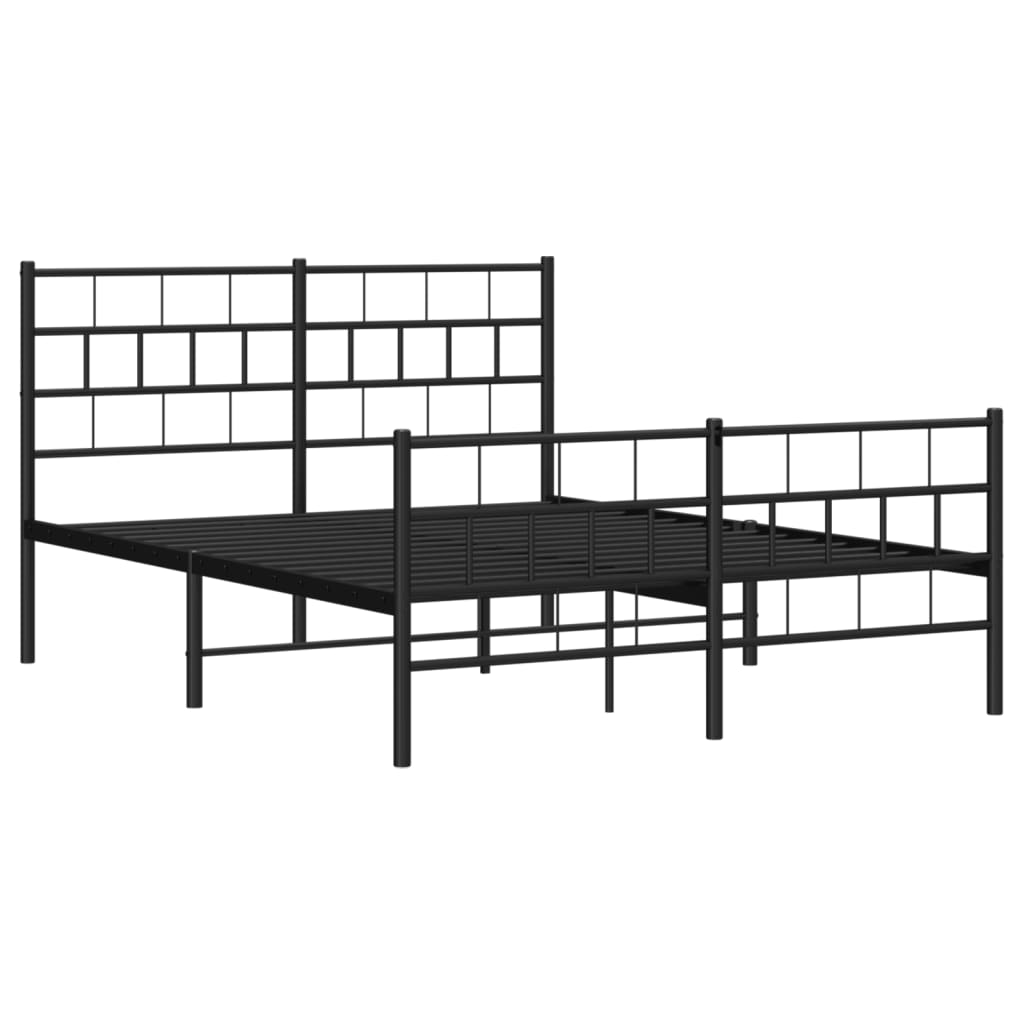sengeramme med sengegavl og fodgærde 120x200 cm metal sort