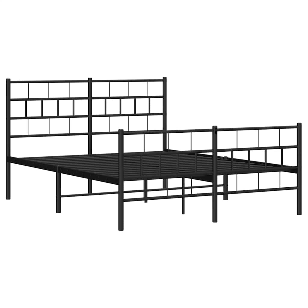 sengeramme med sengegavl og fodgærde 135x190 cm metal sort