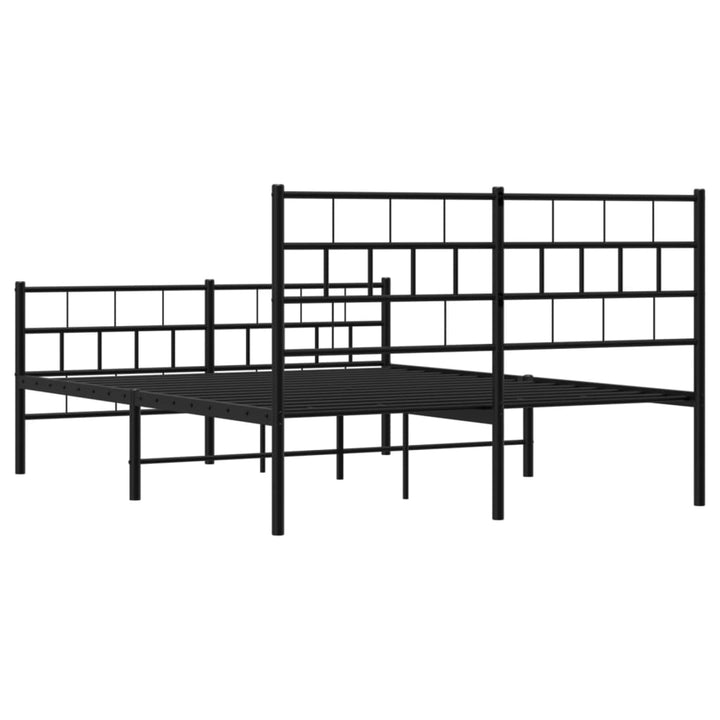 sengeramme med sengegavl og fodgærde 140x190 cm metal sort