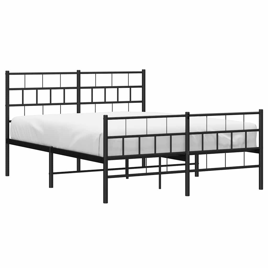 sengeramme med sengegavl og fodgærde 150x200 cm metal sort