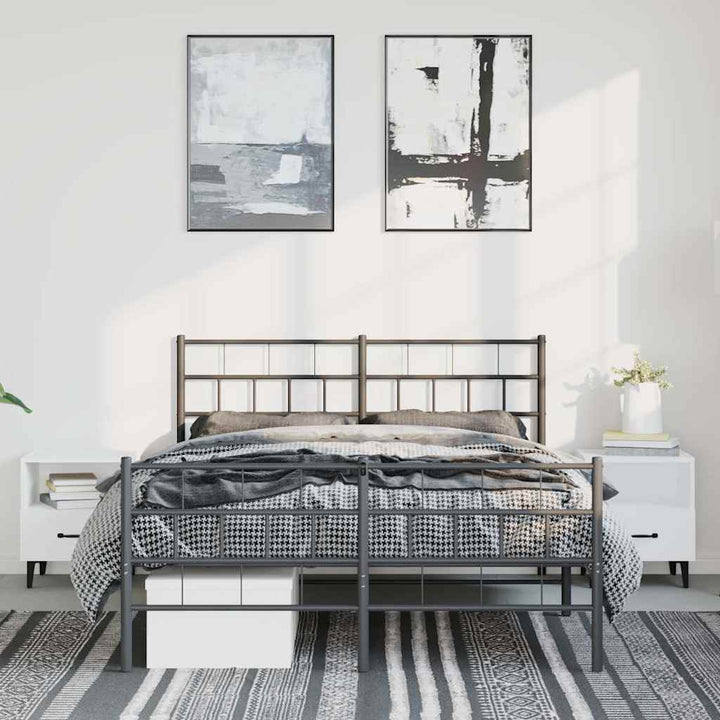 sengeramme med sengegavl og fodgærde 150x200 cm metal sort