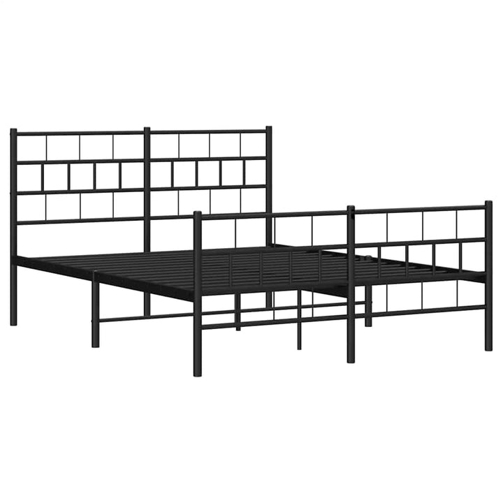 sengeramme med sengegavl og fodgærde 150x200 cm metal sort