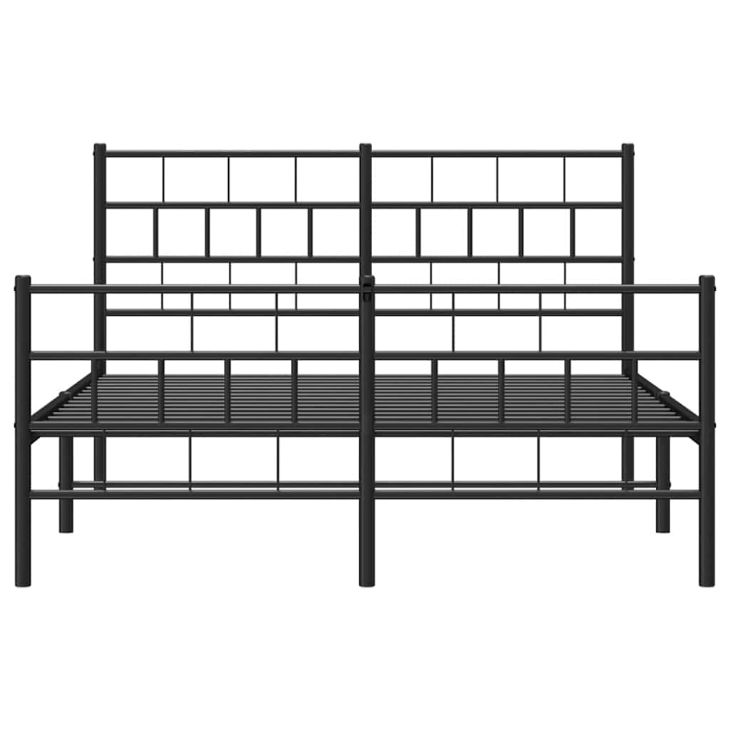 sengeramme med sengegavl og fodgærde 150x200 cm metal sort