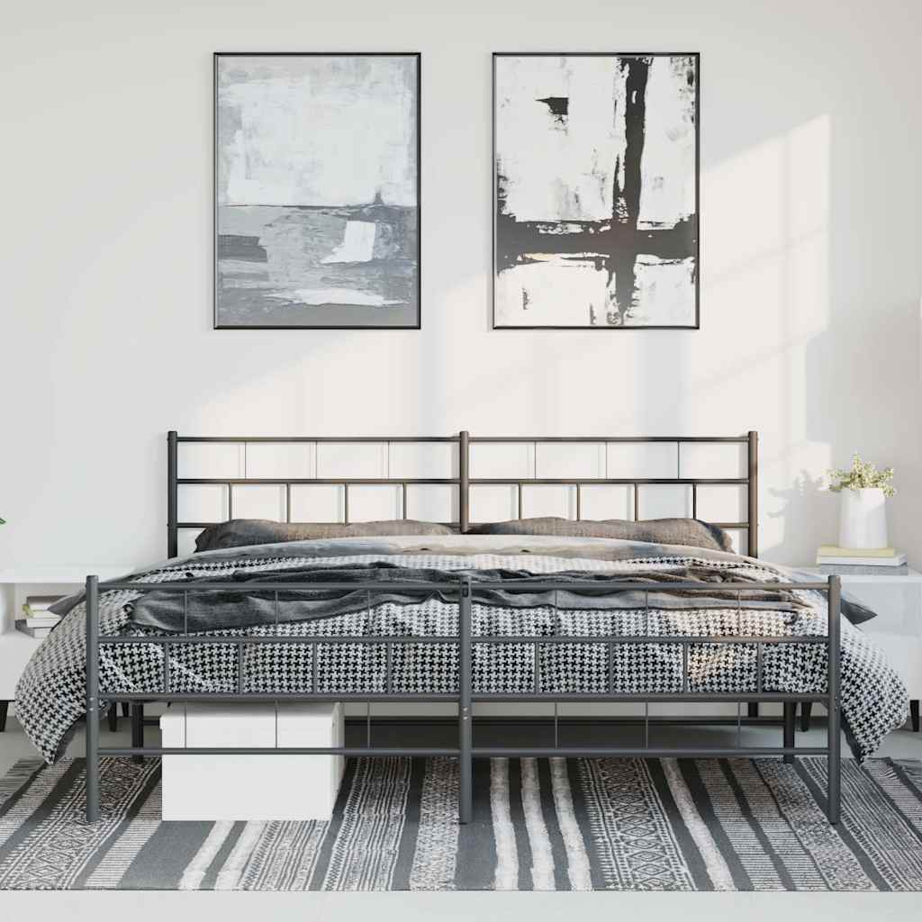 sengeramme med sengegavl og fodgærde 193x203 cm metal sort