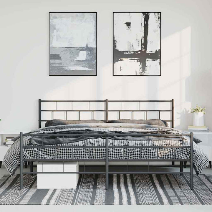 sengeramme med sengegavl og fodgærde 193x203 cm metal sort