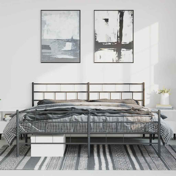 sengeramme med sengegavl og fodgærde 193x203 cm metal sort