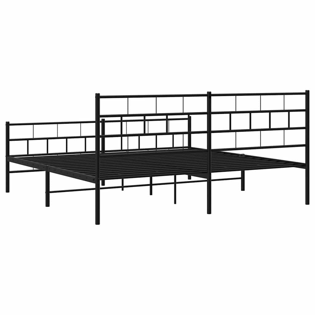 sengeramme med sengegavl og fodgærde 193x203 cm metal sort