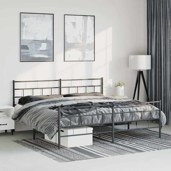 sengeramme med sengegavl og fodgærde 193x203 cm metal sort