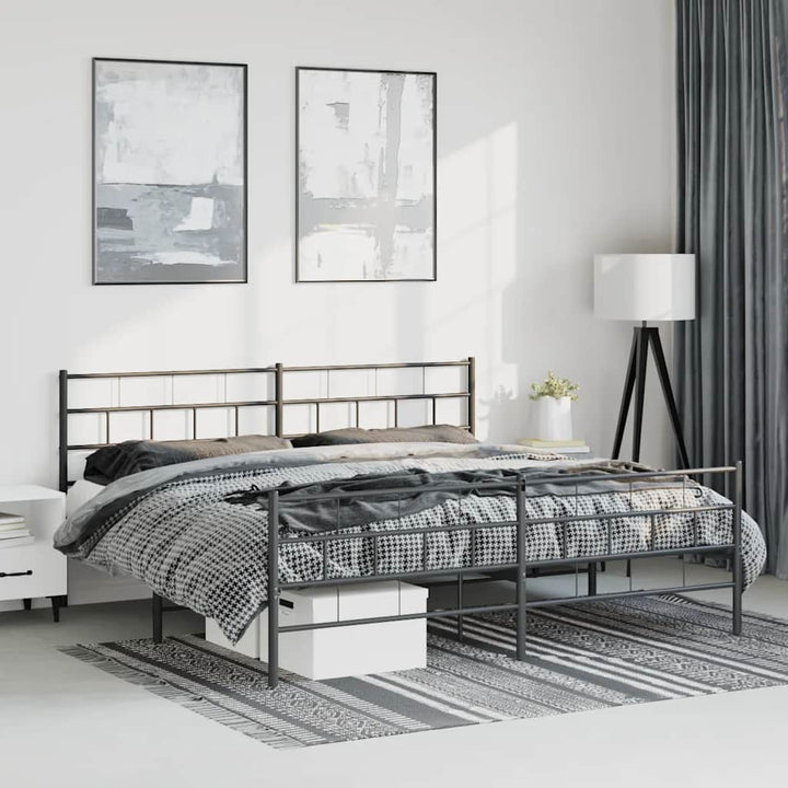 sengeramme med sengegavl og fodgærde 193x203 cm metal sort