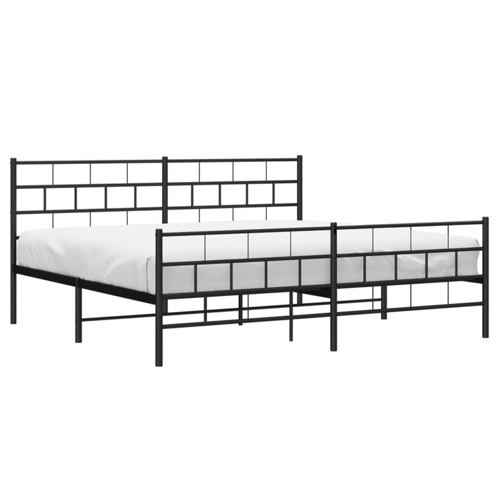 sengeramme med sengegavl og fodgærde 200x200 cm metal sort
