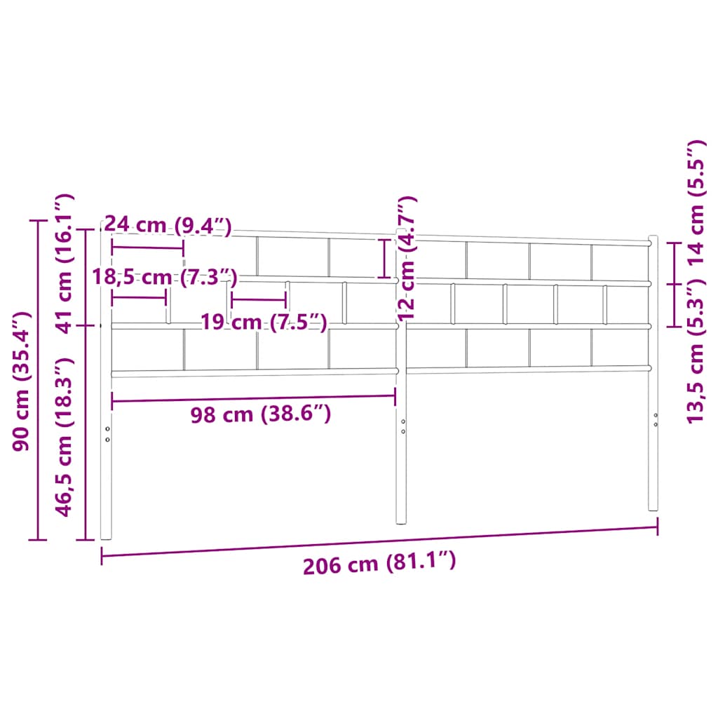 udskiftningsgavl 200 cm metal sort