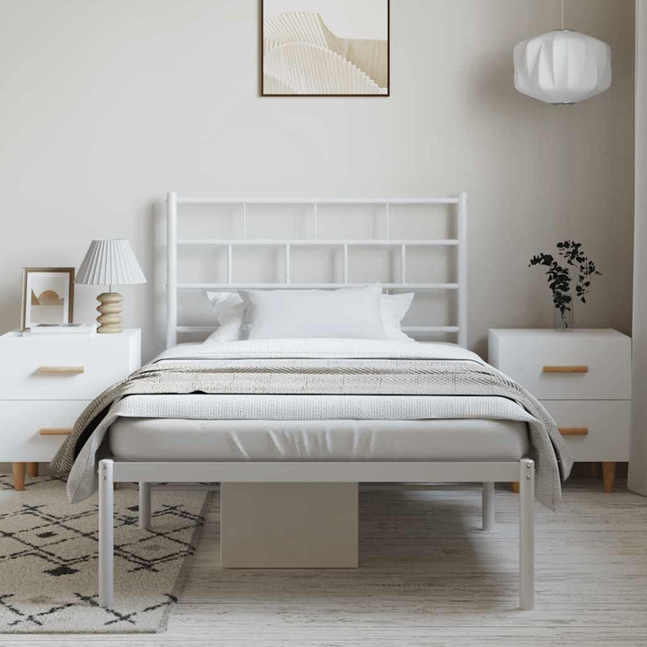 sengeramme med sengegavl 100x200 cm metal hvid