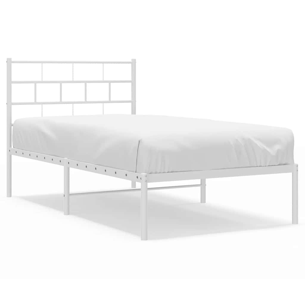 sengeramme med sengegavl 107x203 cm metal hvid