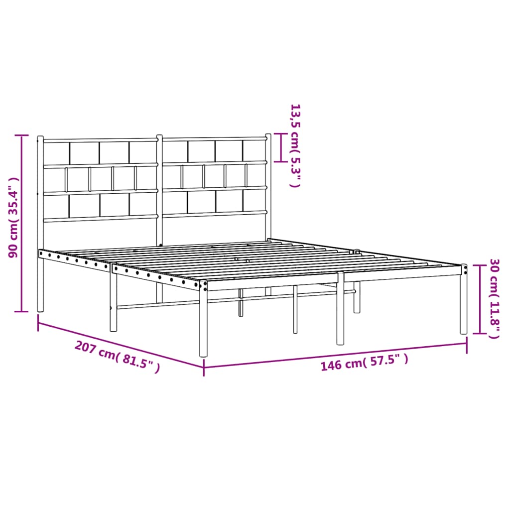 sengeramme med sengegavl 140x200 cm metal hvid