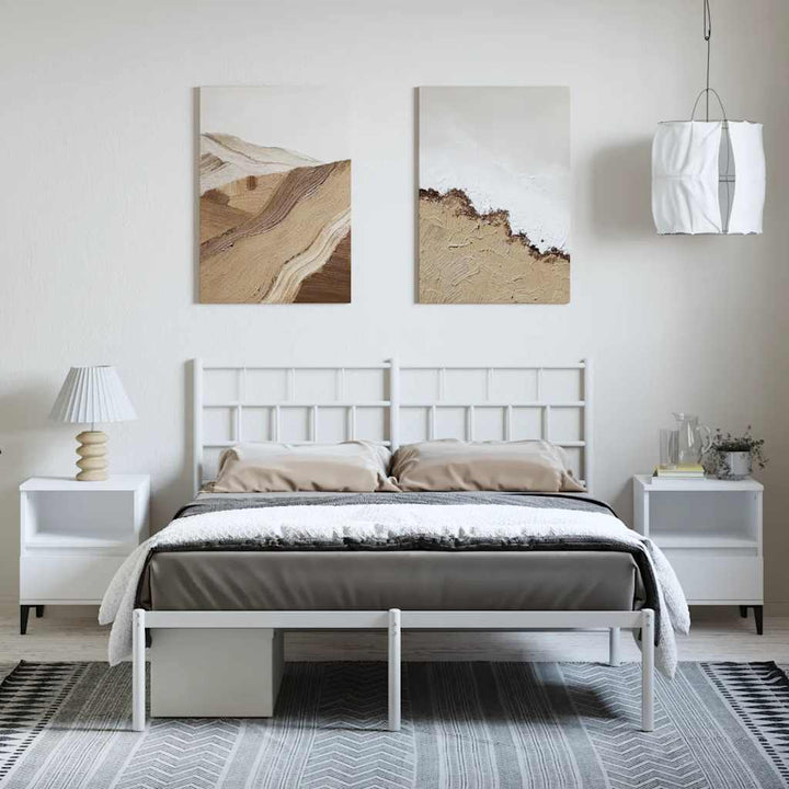 sengeramme med sengegavl 150x200 cm metal hvid