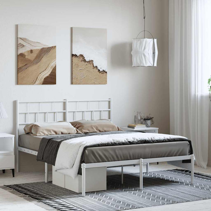sengeramme med sengegavl 150x200 cm metal hvid
